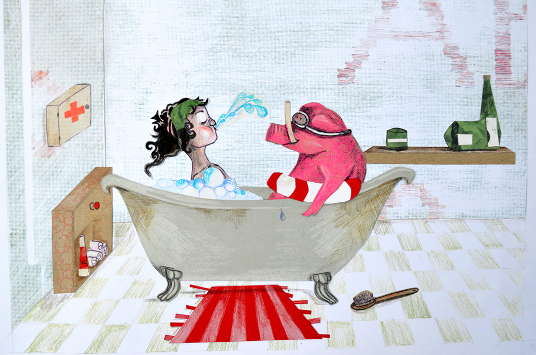 Schwein in Badewanne-Kinderbuch-cover-Illugraefin